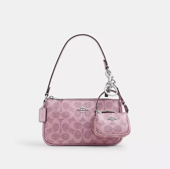 NWT Coach Blush Shoulder Bag with Mini Pouch metallic Pink Price Is Firm CCK96